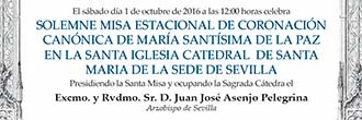 Invitaciones para la Solemne Misa Estacional de Coronación de María Santísima de la Paz