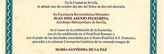 El acta de la Coronación de María Santísima de la Paz